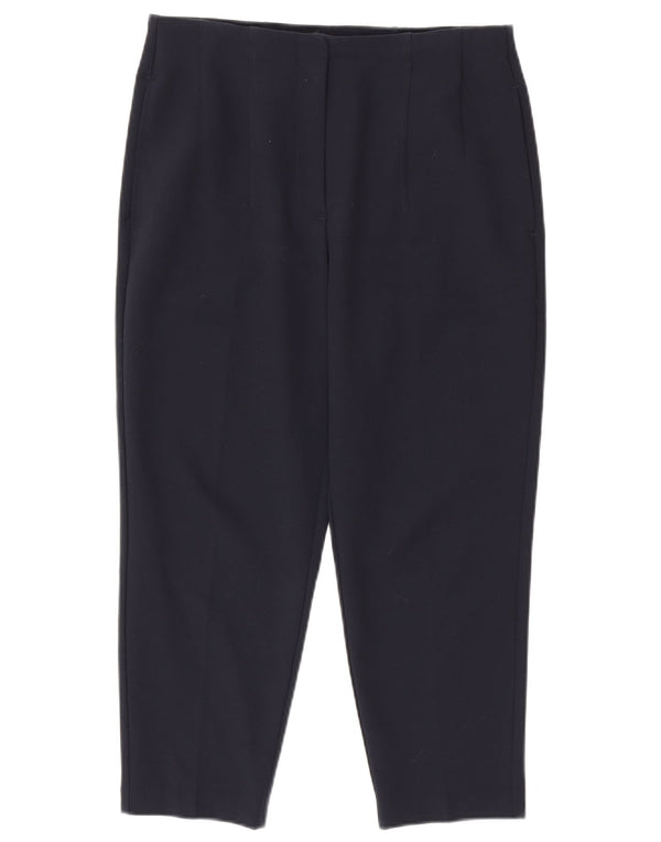 Marks & Spencer Womens Cropped Trousers UK 12 Medium W32 L23 Navy Blue