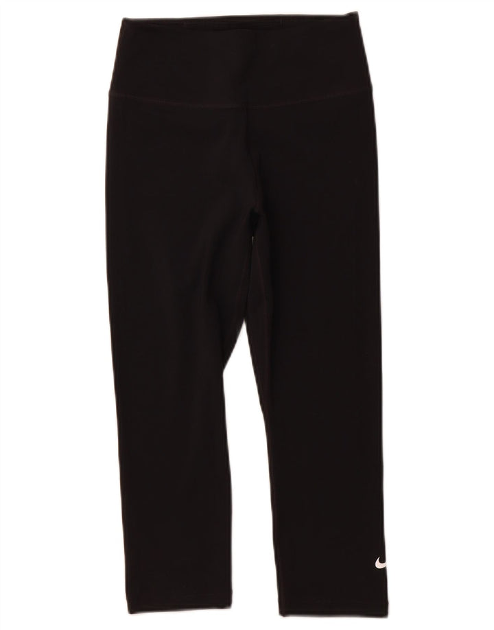 NIKE Womens Dri Fit Capri Leggings UK 4 XS Black Polyester