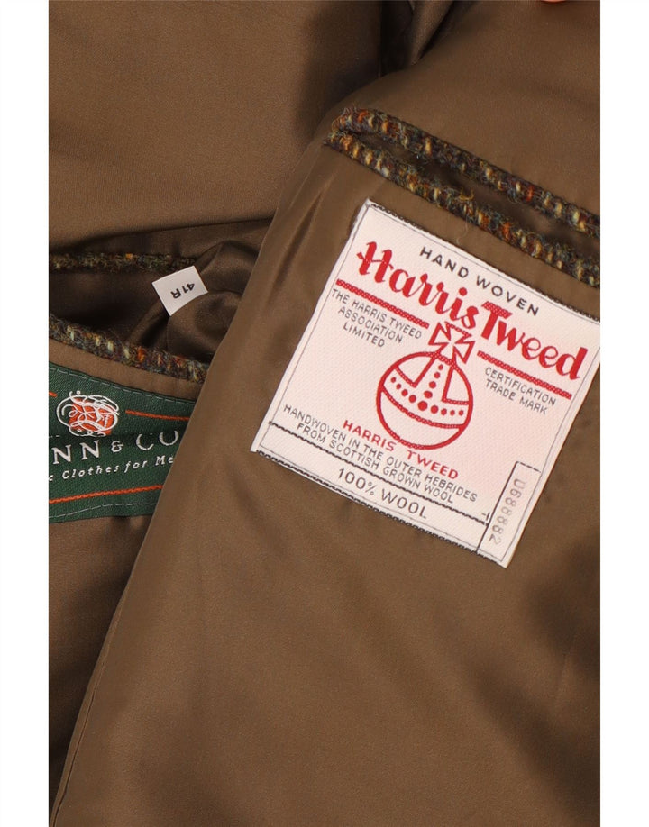 Harris Tweed muški sako s 3 gumba IT 41 Veliki smeđi karirani vuneni