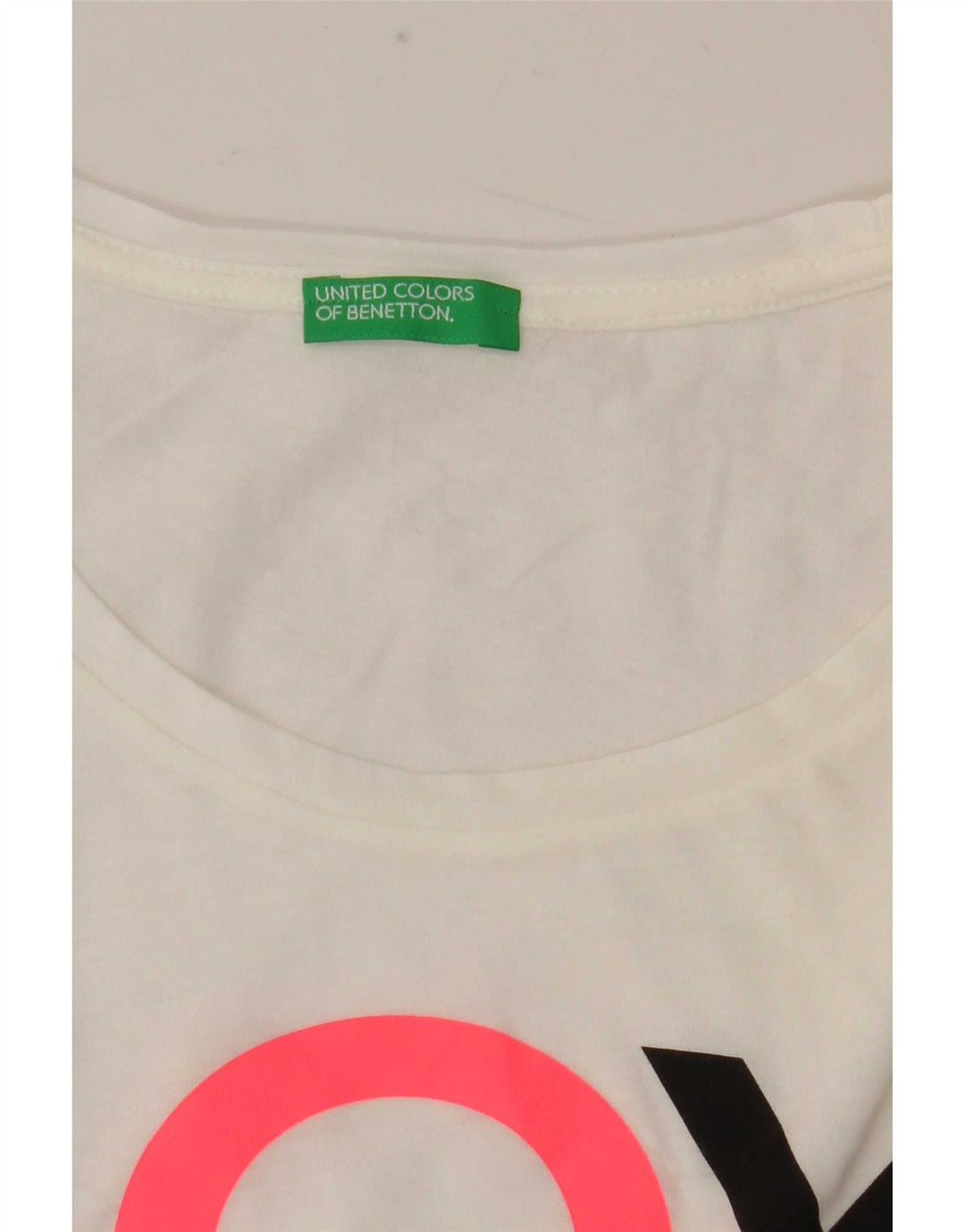 Benetton ženska majica kratkih rukava s grafičkim motivima UK 12 Srednje bijela