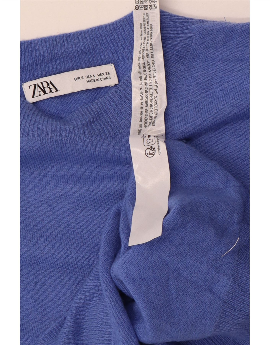 Zara ženski pulover s okruglim izrezom UK 10 Mala plava vunena
