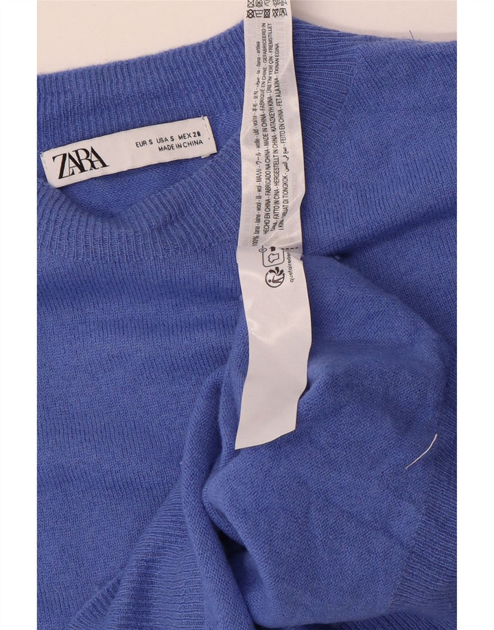 Zara ženski pulover s okruglim izrezom UK 10 Mala plava vunena