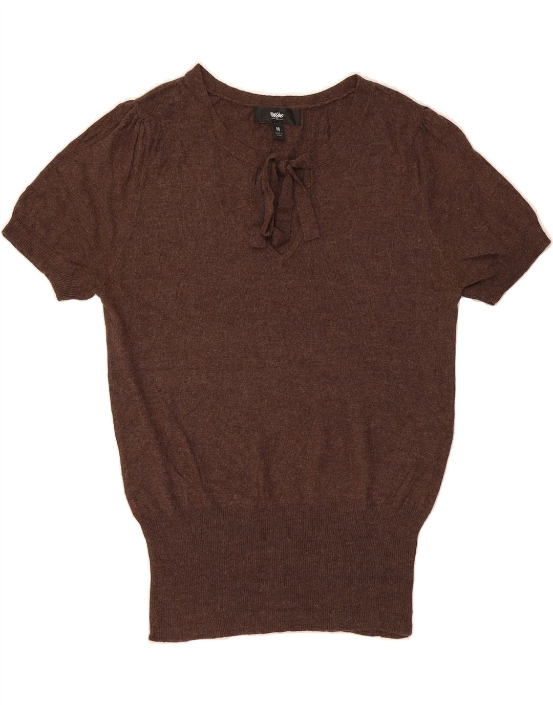MOSSIMO Womens Short Sleeve Boat Neck Jumper Sweater UK 12 Medium Brown Vintage Mossimo and Second-Hand Mossimo from Messina Hembry 