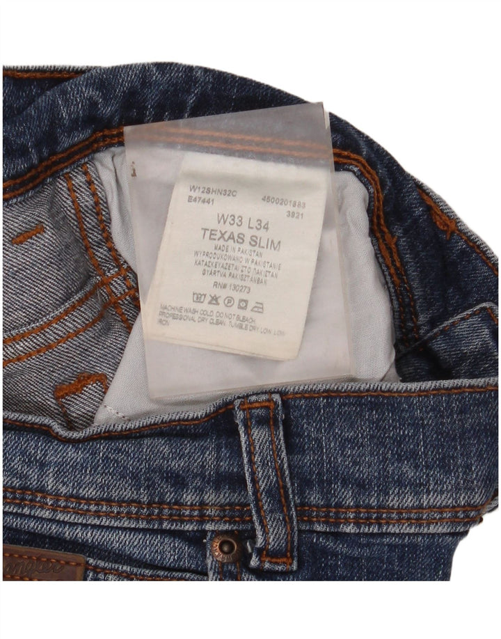 Wrangler Muške Texas Slim Jeans W33 L34 Plavi pamuk