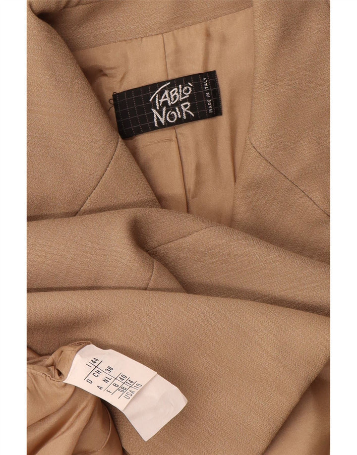 Vintage ženski sako sa 4 gumba UK 14 srednje bež djevičanske vune