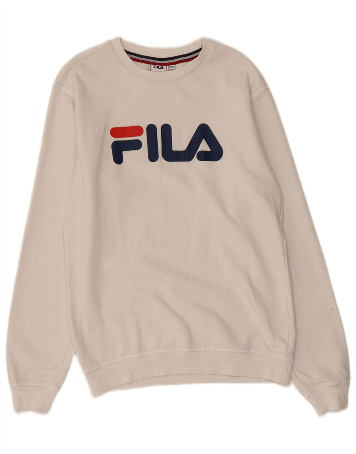 FILA muški džemper s grafičkim motivima XS bijeli pamuk