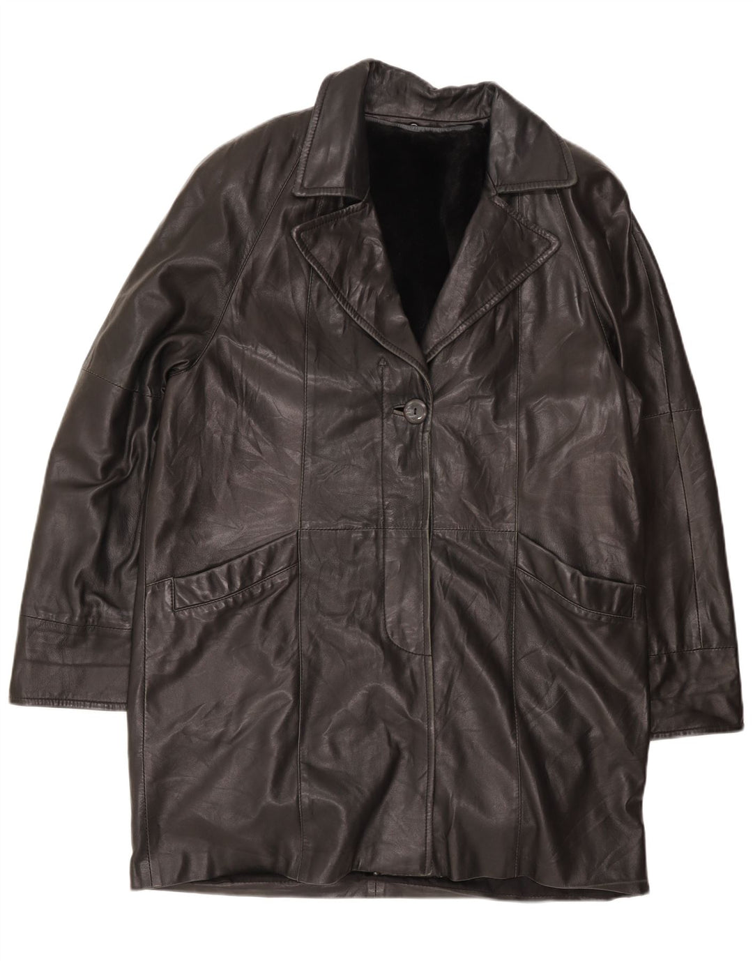 Vintage ženski kožni kaput UK 16 veliki crni