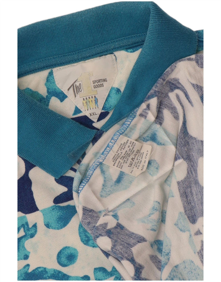 VINTAGE muška polo majica 2XL plavi cvjetni pamuk