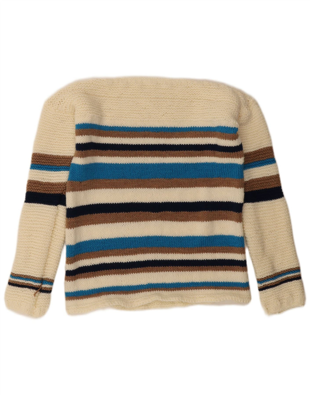 Vintage ženski džemper s okruglim izrezom UK 14 srednje bijele pruge