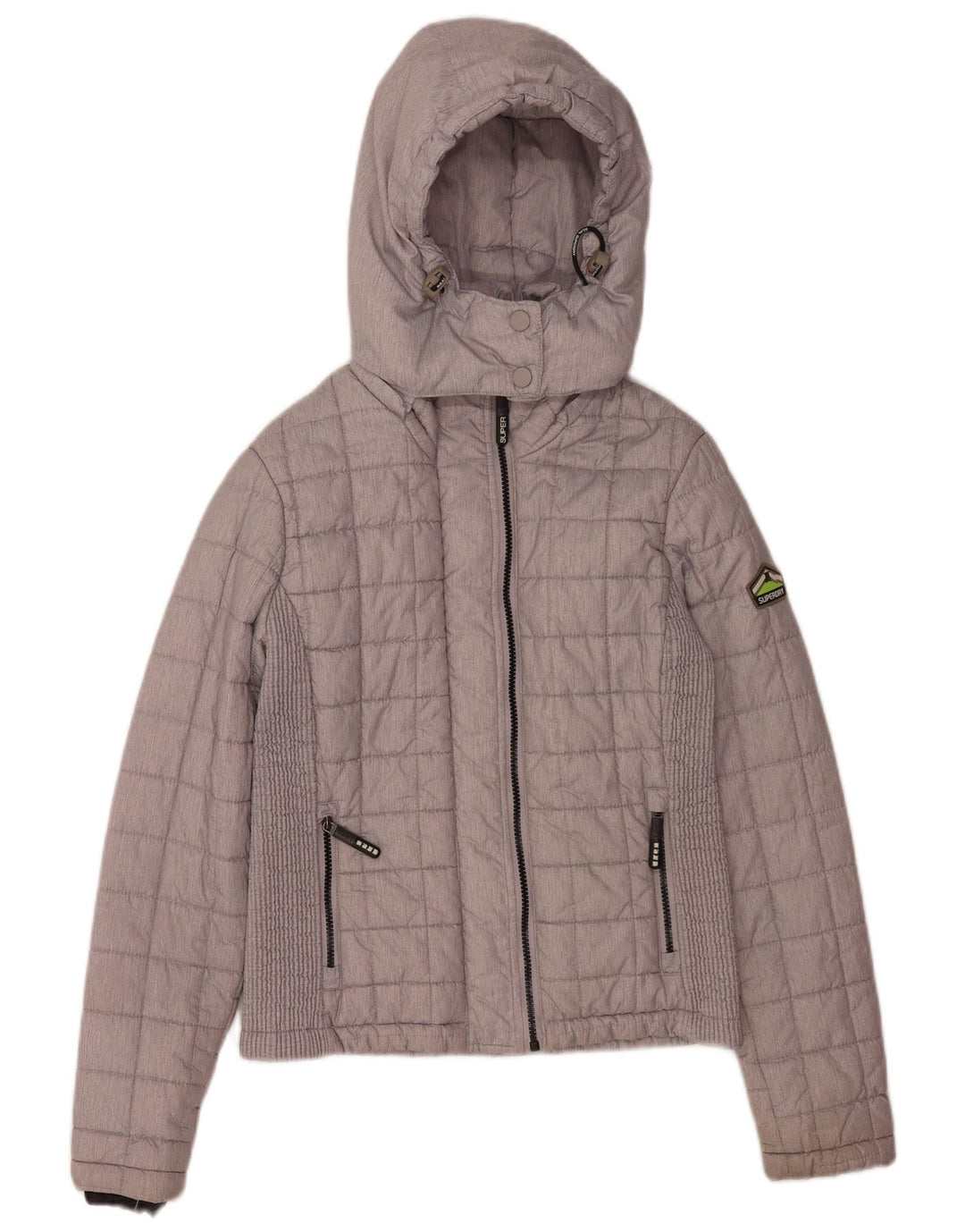 Superdry ženska podstavljena jakna s kapuljačom UK 10 mali sivi poliester