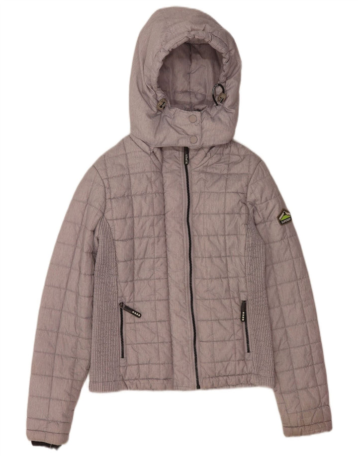 Superdry ženska podstavljena jakna s kapuljačom UK 10 mali sivi poliester