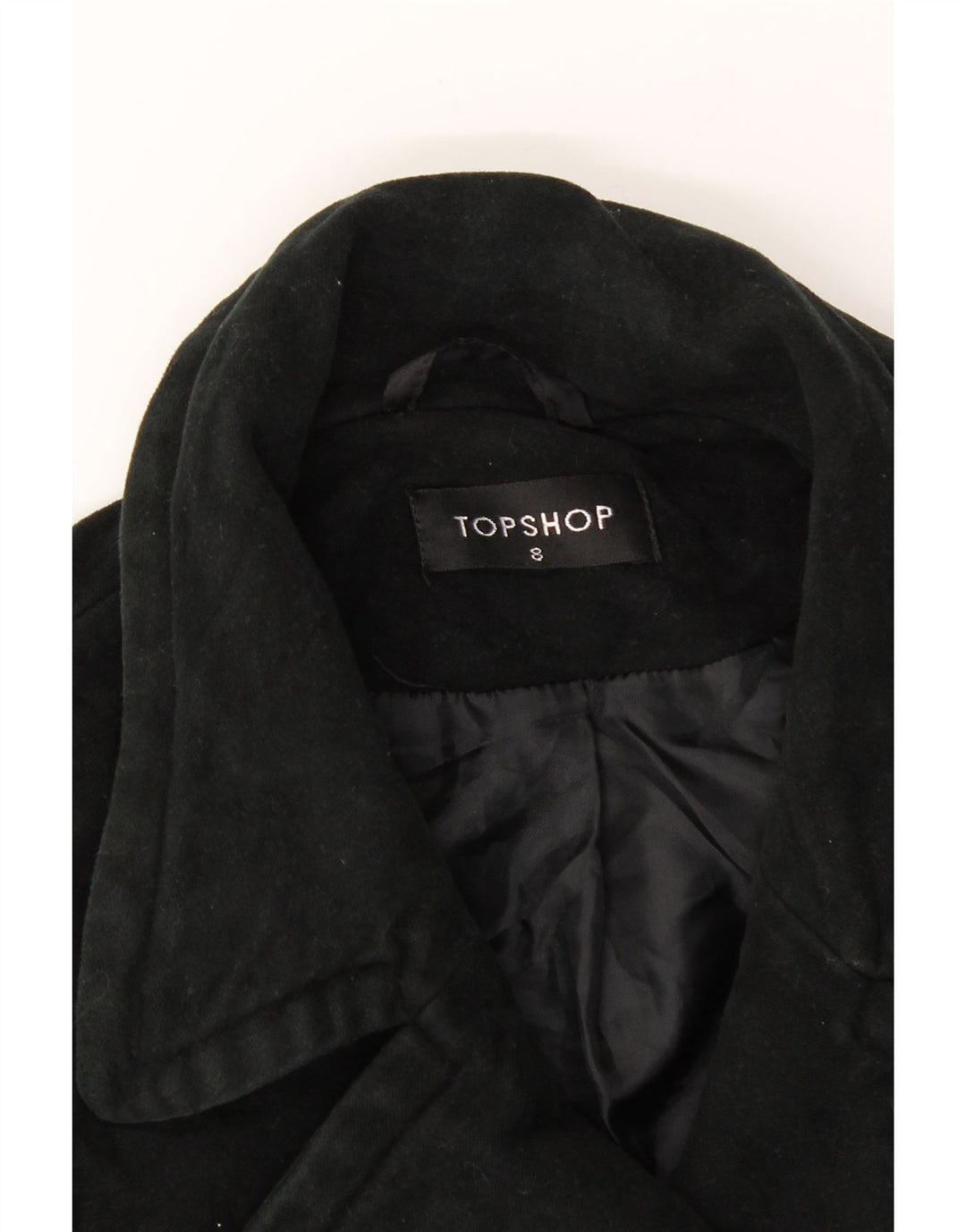 TOPSHOP Womens Double Breasted Coat UK 8 Small Black Cotton Vintage Topshop and Second-Hand Topshop from Messina Hembry 