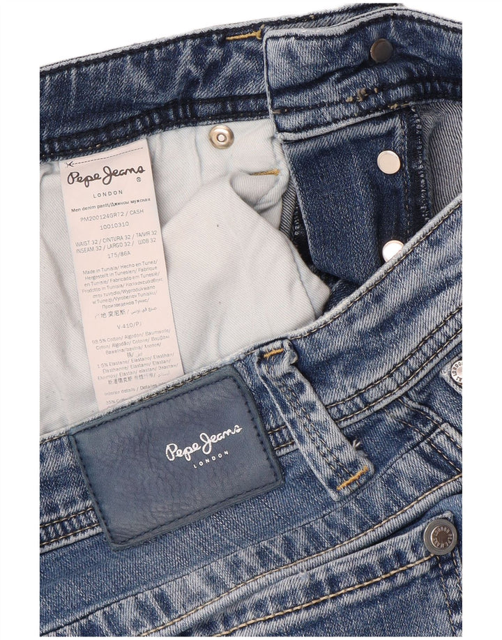 PEPE Jeans Muške isprekidane obične ravne traperice W32 L32 Plavi pamuk