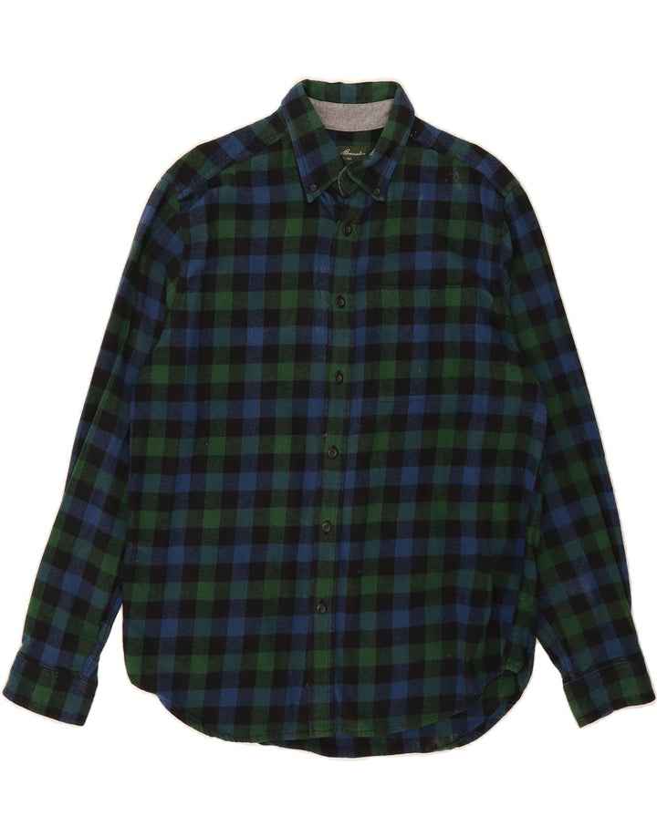 EDDIE BAUER Mens Flannel Shirt Medium Blue Check Cotton Vintage Eddie Bauer and Second-Hand Eddie Bauer from Messina Hembry 