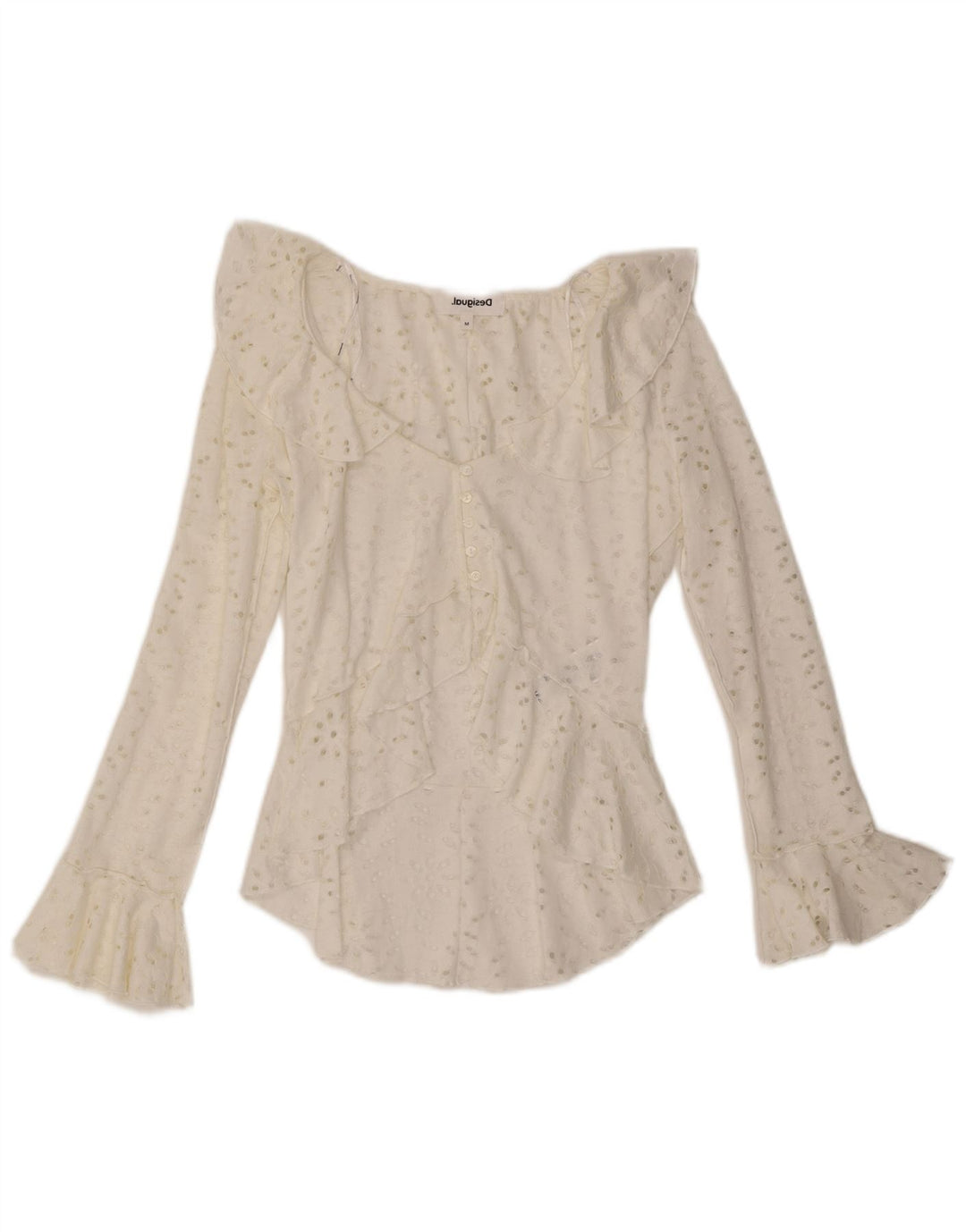 Desigual ženska asimetrična košulja bluza UK 12 Srednje bijeli pamuk