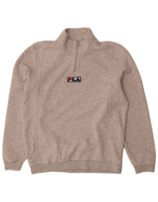 Fila muška majica s izrezom na patentni zatvarač, srednje sivi flekasti pamuk