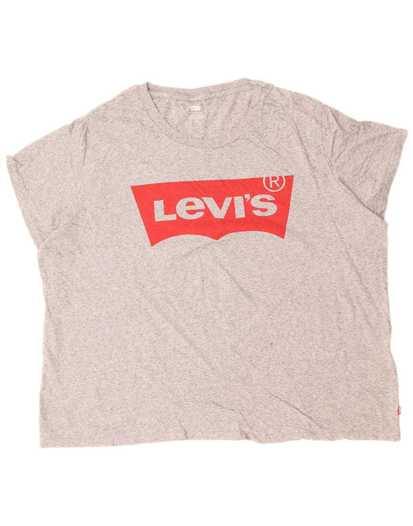 LEVI'S Ženska majica kratkih rukava s grafičkim motivima UK 22 3XL sivi flekasti pamuk
