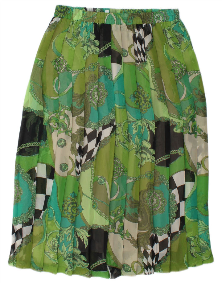 Vintage ženska plisirana suknja visokog struka W30 Srednje zelena patchwork
