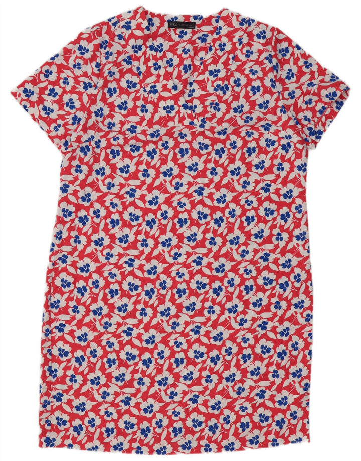 Marks & Spencer ženska povremena haljina UK 16 Veliki crveni cvjetni poliester