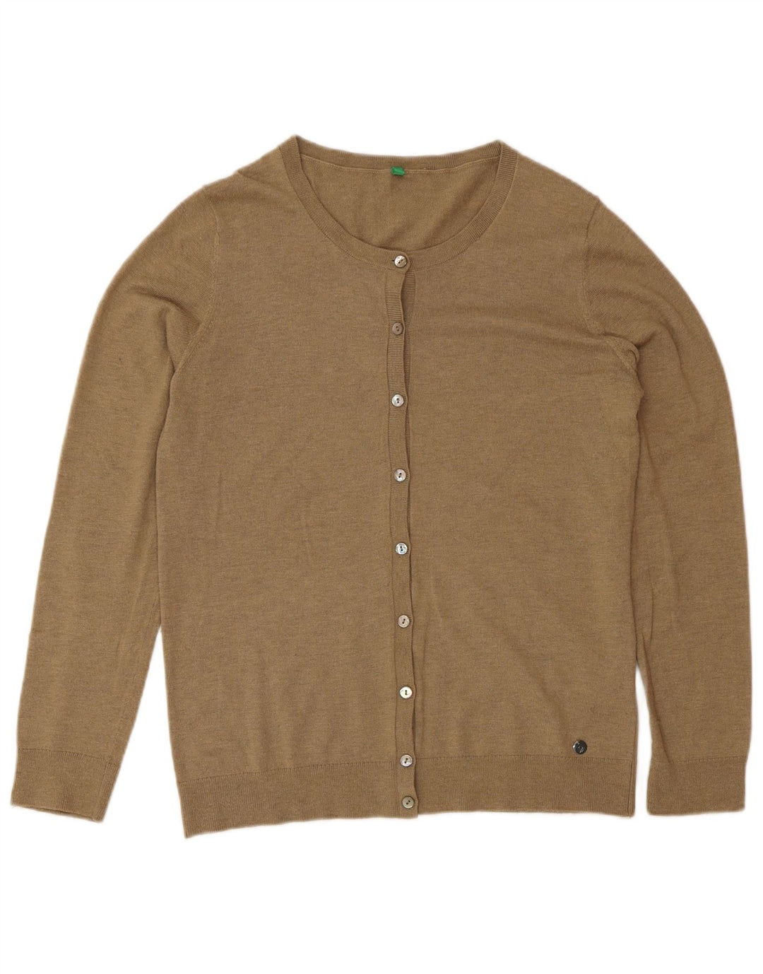 Benetton ženski kardigan pulover UK 12 srednje smeđi poliamid