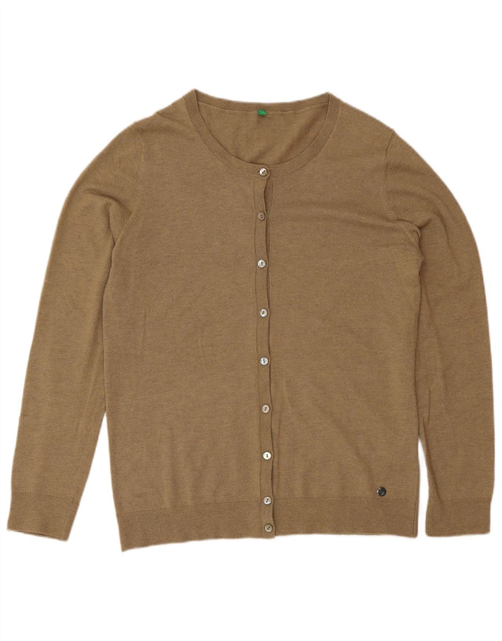 Benetton ženski kardigan pulover UK 12 srednje smeđi poliamid