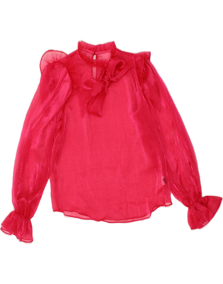 SHEIN Womens Bow Tie Long Sleeve See Through Top UK 10 Small Pink Vintage Shein and Second-Hand Shein from Messina Hembry 