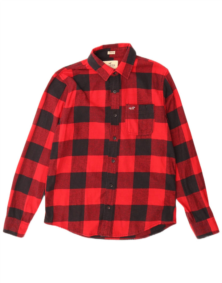Hollister muška flanelska košulja srednje crvene boje od gingham pamuka