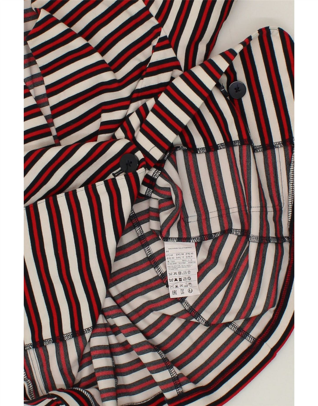 BENETTON Womens 1 Button Blazer Jacket IT 44 Medium Red Striped Polyester Vintage Benetton and Second-Hand Benetton from Messina Hembry 