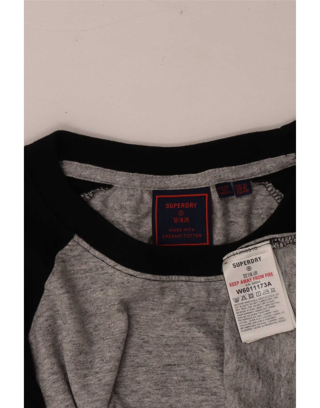 Superdry ženska majica dugih rukava UK 12, pamuk srednje sive boje