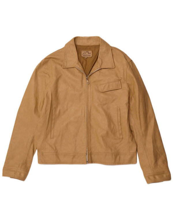 VINTAGE ženska kožna jakna UK 18 XL bež koža