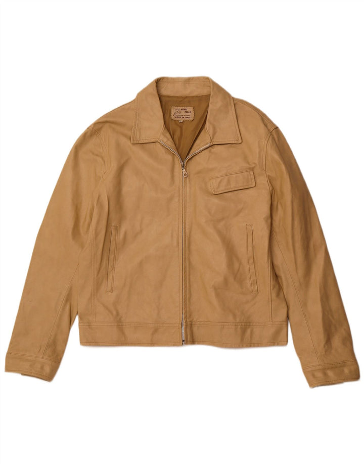 VINTAGE ženska kožna jakna UK 18 XL bež koža