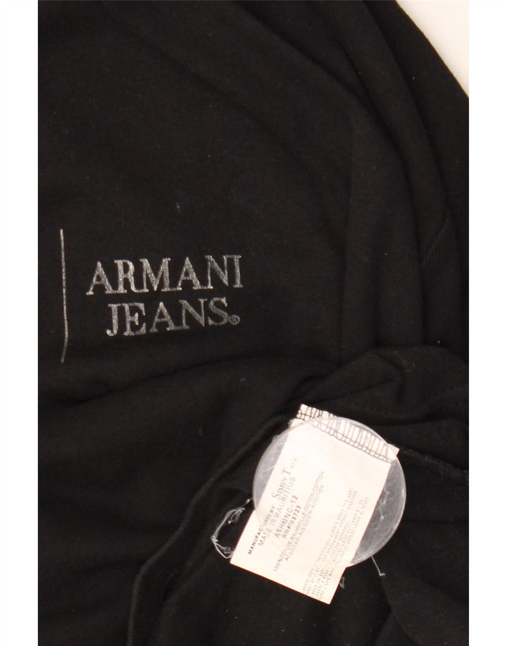 ARMANI JEANS Ženski top s 3/4 rukavima UK 12 srednje crni pamuk