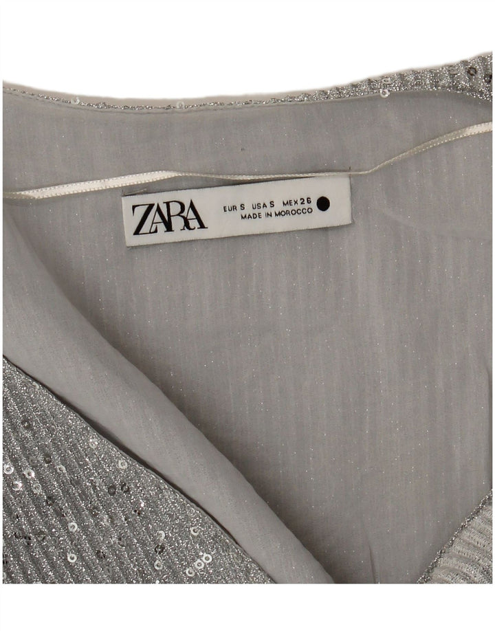 Zara ženski kratki rukav dugih rukava UK 10 Small Silver