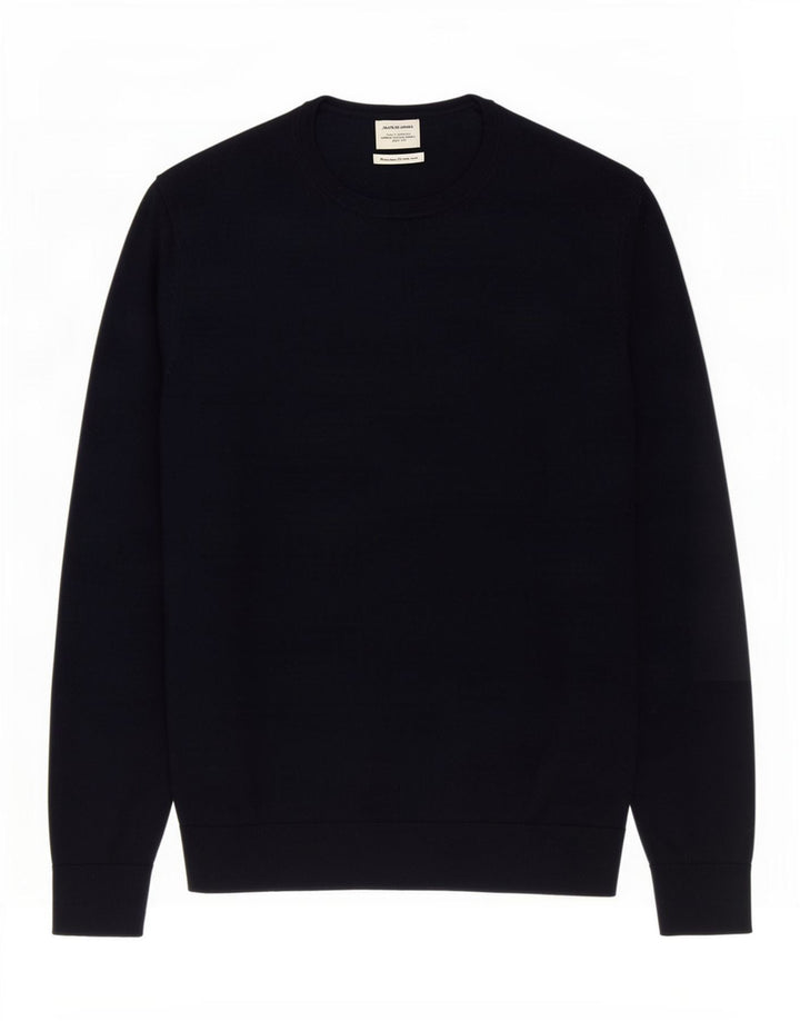 Jack & Jones muški džemper s okruglim izrezom srednje tamnoplave merino vune