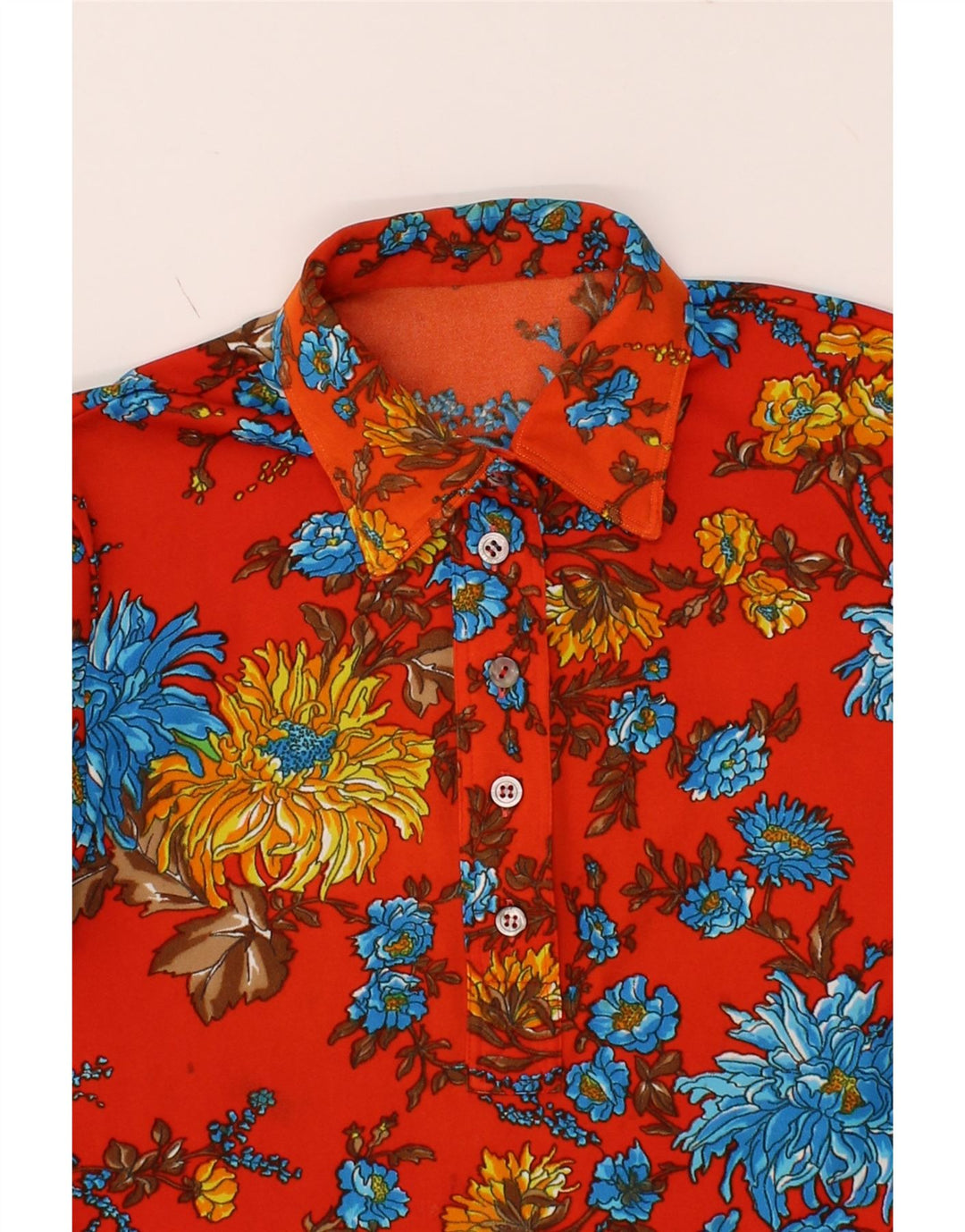 VINTAGE Womens Pullover Shirt UK 12 Medium Red Floral Vintage Vintage and Second-Hand Vintage from Messina Hembry 