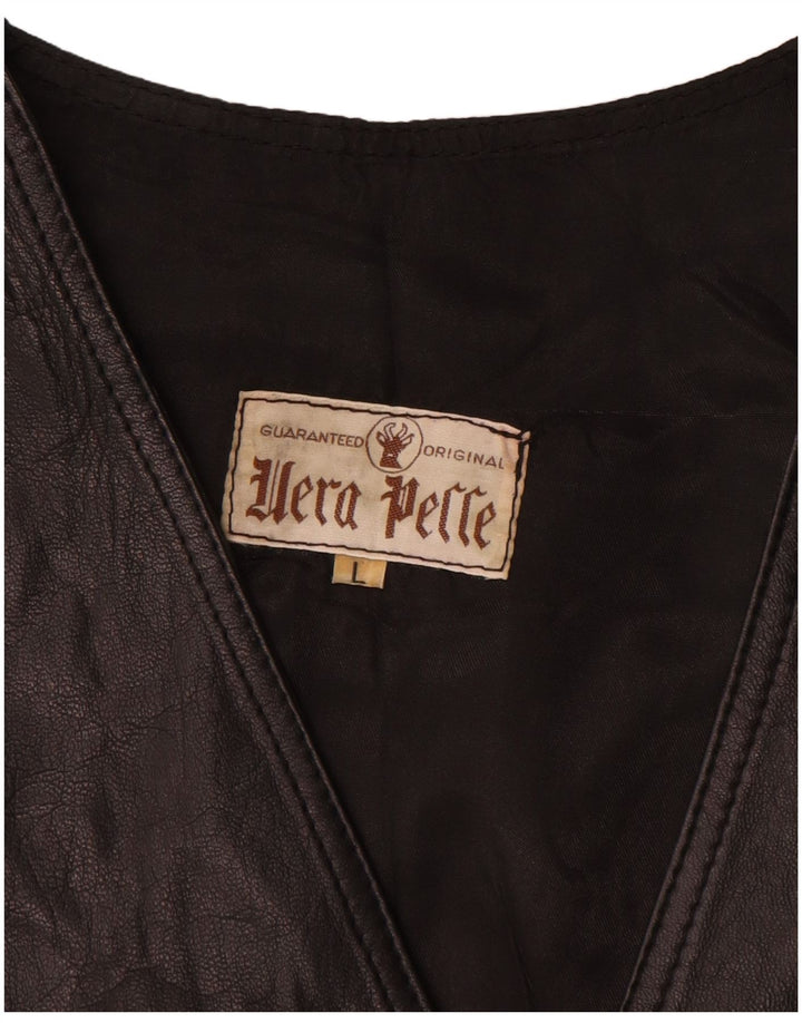 Vintage muški kožni prsluk veliki crni kožni