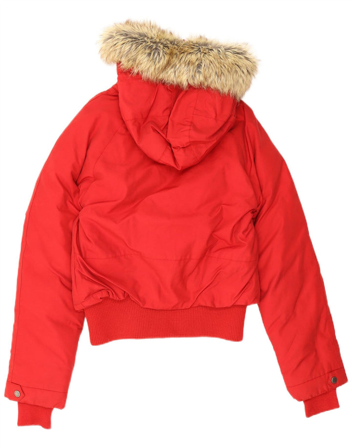 Woolrich ženska podstavljena jakna s kapuljačom UK 14 Veliki crveni pamuk