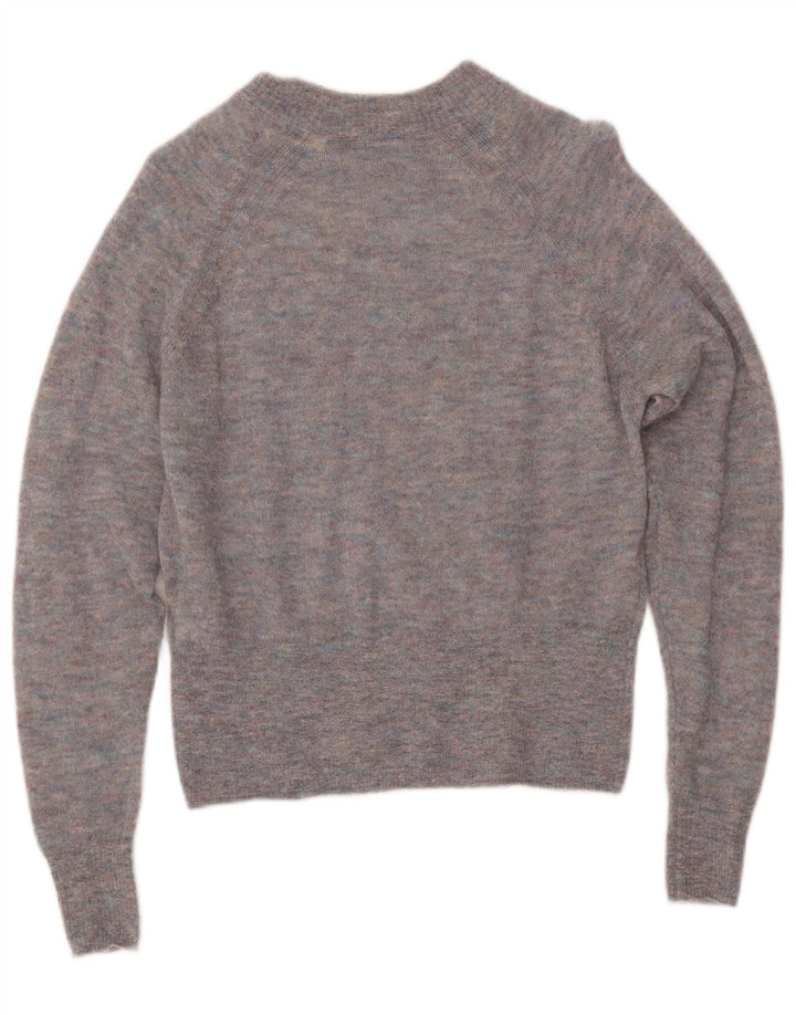 JACK WILLS Ženski džemper s veznim izrezom UK 10 Small Grey Flecked