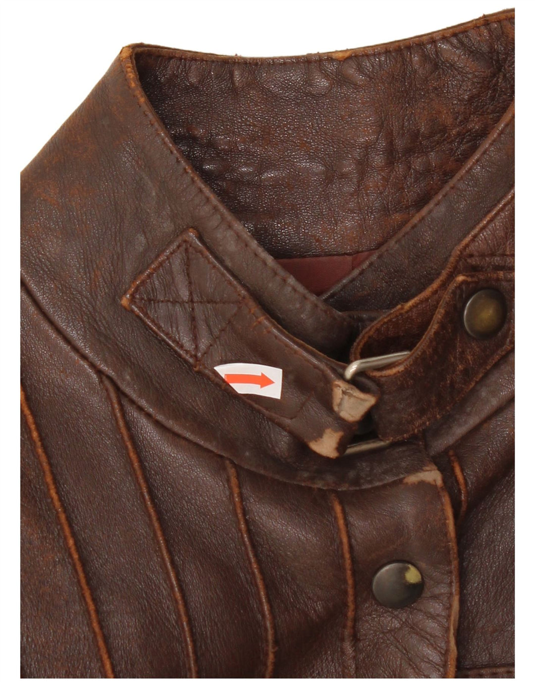 Vintage ženska uspravna kožna jakna UK 10 Mala smeđa