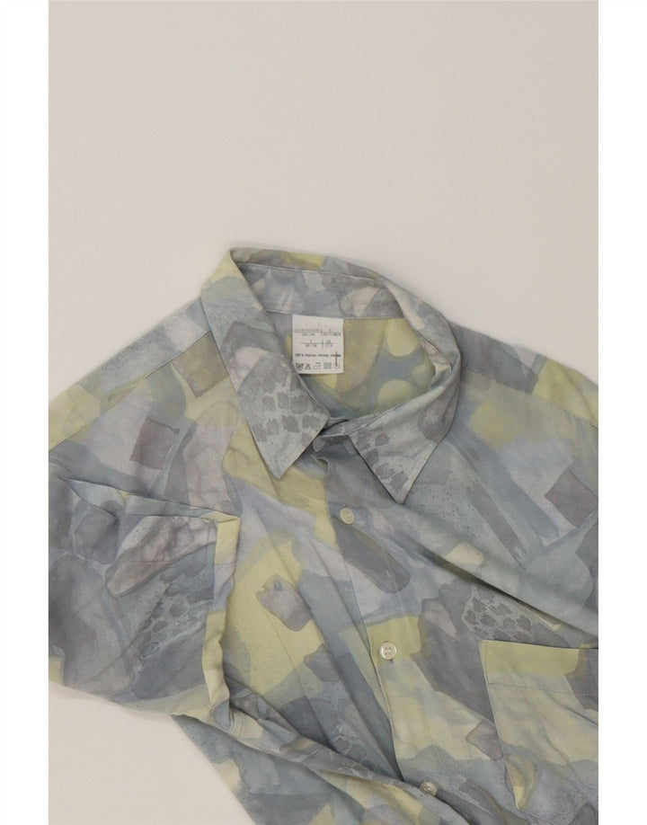 VINTAGE Boys Abstract Pattern Short Sleeve Shirt 15-16 Years XL Blue Vintage Vintage and Second-Hand Vintage from Messina Hembry 