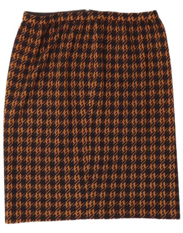 Vintage ženska ravna suknja W32, velika smeđa houndstooth