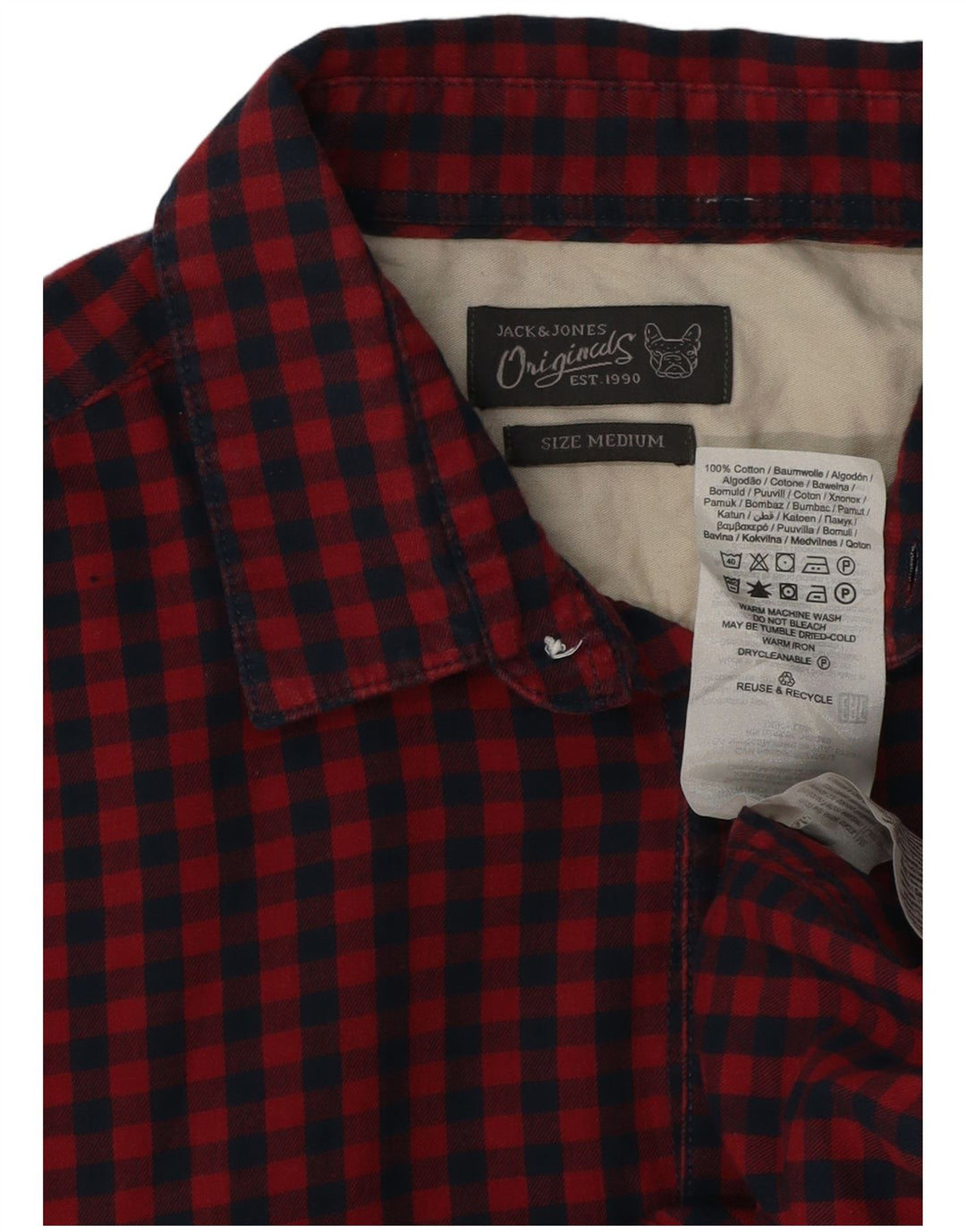Jack & Jones muška košulja kratkih rukava srednje crvene pamučne boje
