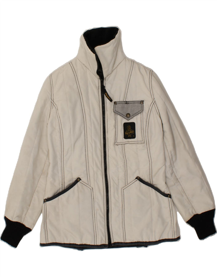 REFRIGIWEAR Womens Windbreaker Jacket UK 10 Small Off White Vintage Refrigiwear and Second-Hand Refrigiwear from Messina Hembry 