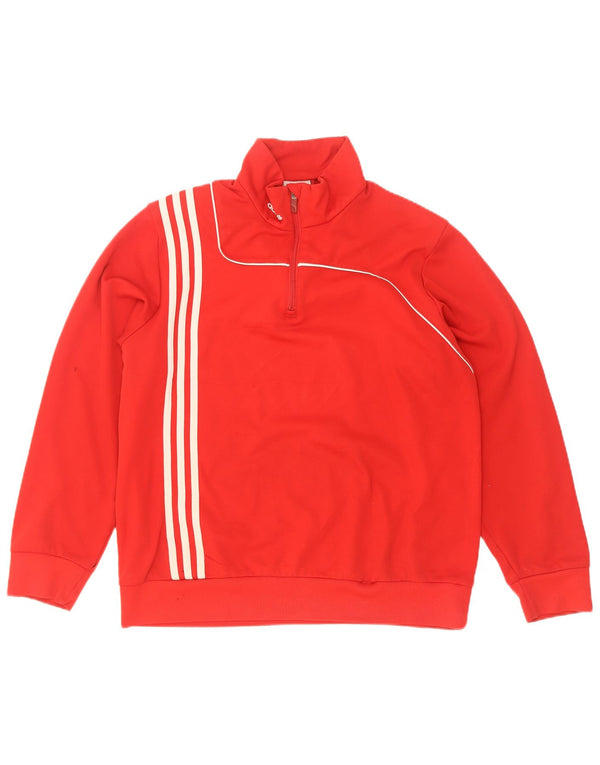 Adidas muška majica s izrezom s patentnim zatvaračem UK 40/42 srednje crvena poliester