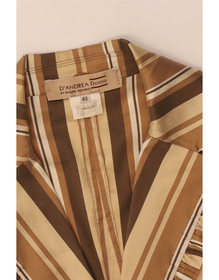 Vintage ženski sako s 3 gumba i 3/4 rukava IT 48 XL bež na pruge