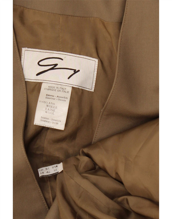 Ženska duga jakna s 3 gumba Genny, velika kaki vuna, US 12