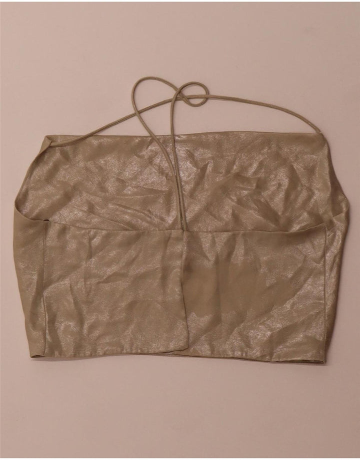 ZARA Womens Halter Crop Top UK 6 XS Beige