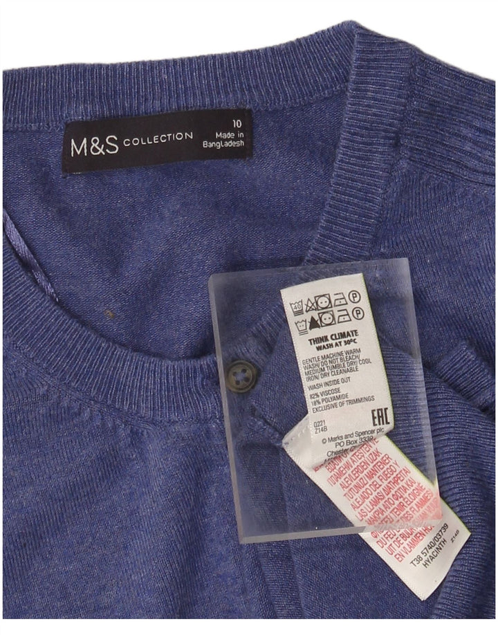 MARKS & SPENCER Ženski džemper kardigan UK 10 Mala plava viskoza