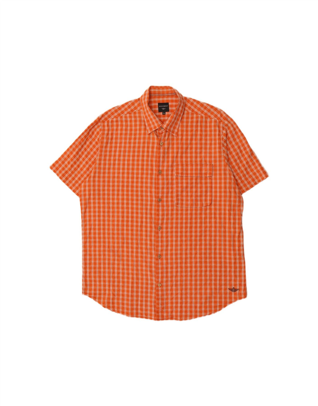 DOCKERS Mens Short Sleeve Shirt XL Orange Check Cotton Vintage Dockers and Second-Hand Dockers from Messina Hembry 