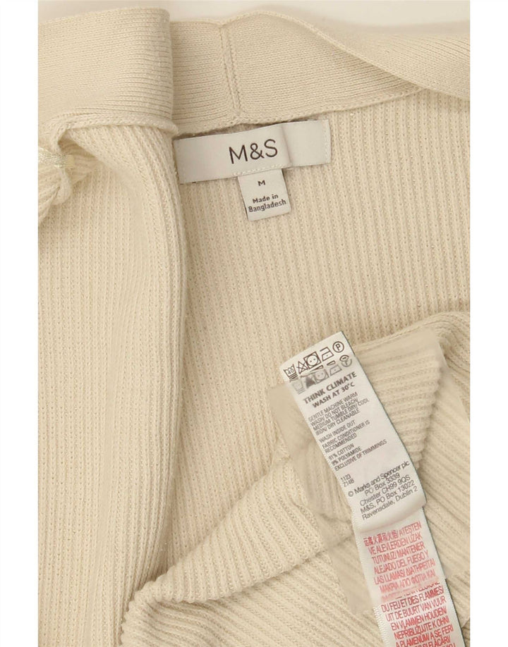 Marks & Spencer ženski otvoreni kardigan pulover UK 14 srednje bijele boje pamuk